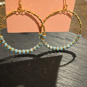 Natural Reflections Gold and Turquoise Beaded Earrings